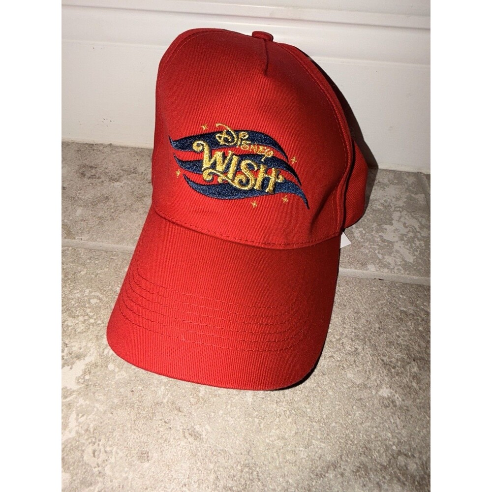 Disney Cruise Line red Disney Wish adjustable Hat Baseball Cap Adult New